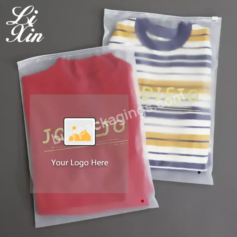 Oem Custom Matte/frosted Biodegradable Zipper Bags T-shirt Packing Zip Lock Clothing Bags With Logo