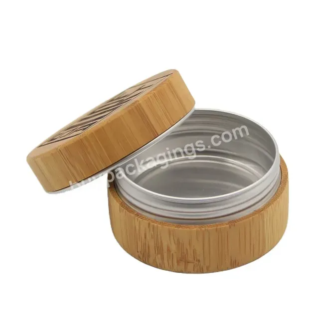 Oem Custom Recyclable Metal Tin Jar Screw Lid Bamboo Container 100g