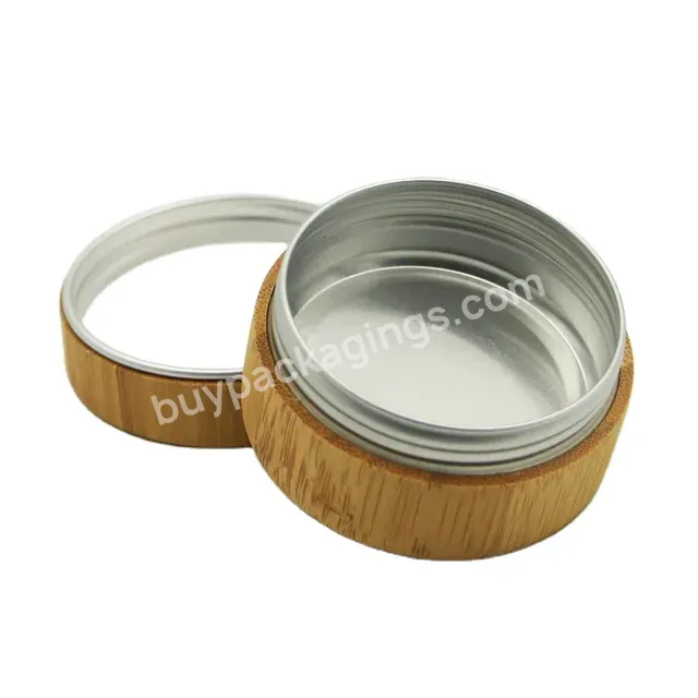 Oem Custom Recyclable Metal Tin Jar Screw Lid Bamboo Container 100g