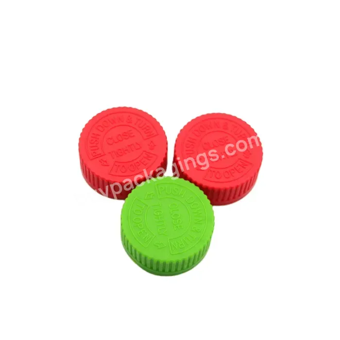 Oem Custom Ribbed Pressure Sensitive Screw Cap Pictorial Instructions On Top And Ribbed Sides For Easy Opening Child-resistant Lids Manufacturer/wholesale