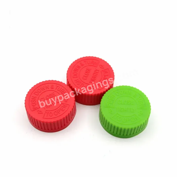 Oem Custom Ribbed Pressure Sensitive Screw Cap Pictorial Instructions On Top And Ribbed Sides For Easy Opening Child-resistant Lids Manufacturer/wholesale