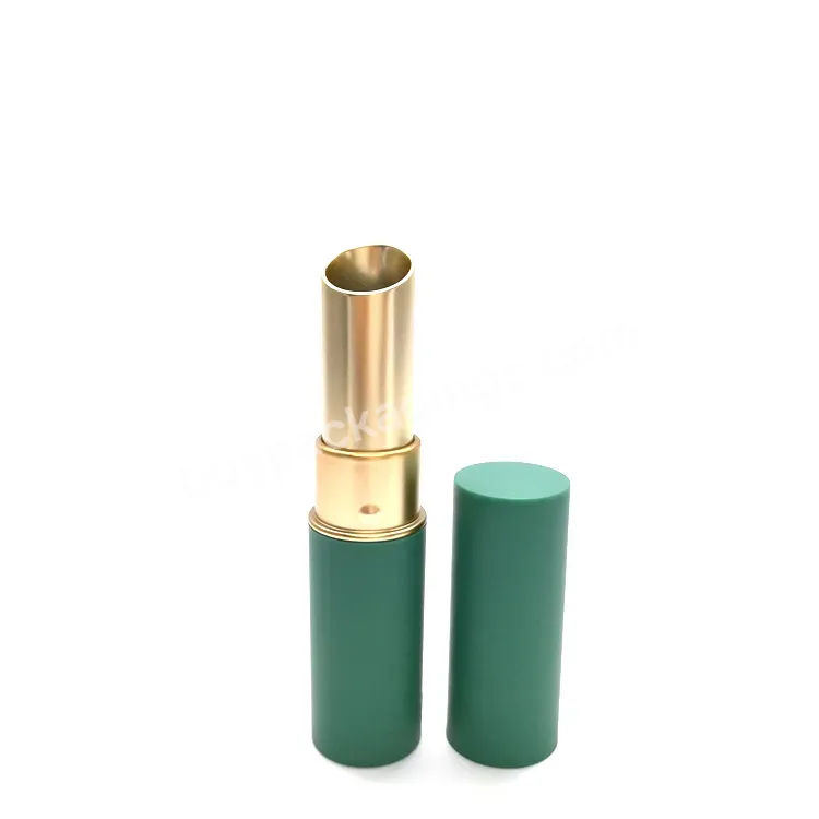 Oem Custom Round Shape Custom Dark Green Lipstick Tube Empty Lipstick Container Aluminum Lip Balm Tube For Cosmetic Packaging