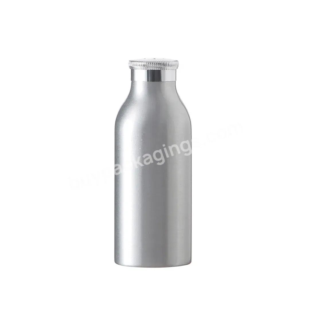 Oem Custom Shiny Silver Round Aluminum Talc Powder Bottle With Sifter Cap 50g-200g