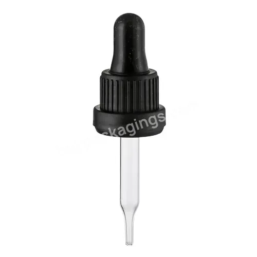 Oem Custom Wholesale Black 18mm Silicone Teat Dropper Cap With Glass Pipette For Glass Bottle Manufacturer/wholesale