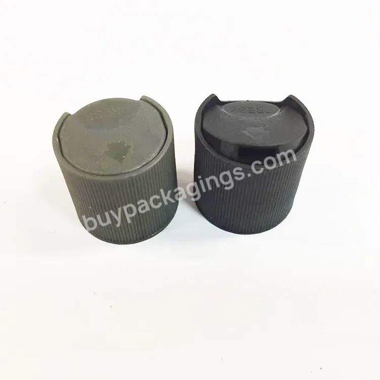 Oem Custom Wholesales 24mm Matte Black Plastic Ribbed Disc Top Cap Green For Shampoo Bottle Manufacturer/wholesale Manufacturer/wholesale