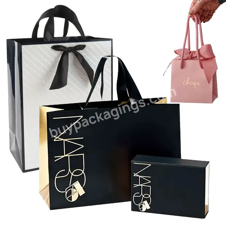 Oem Custom With Your Own Logo Print Printing Luxury Boutique Small Gift Shopping Jewelry Packaging Paper Bag