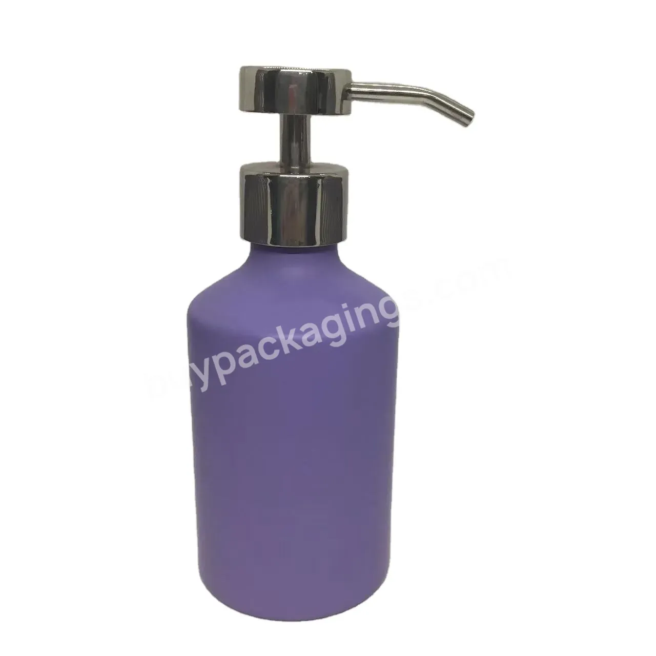 Oem Customer Color 500ml Angled Shoulder Aluminum Bottle With Stainless Steel Lotion Dispenser