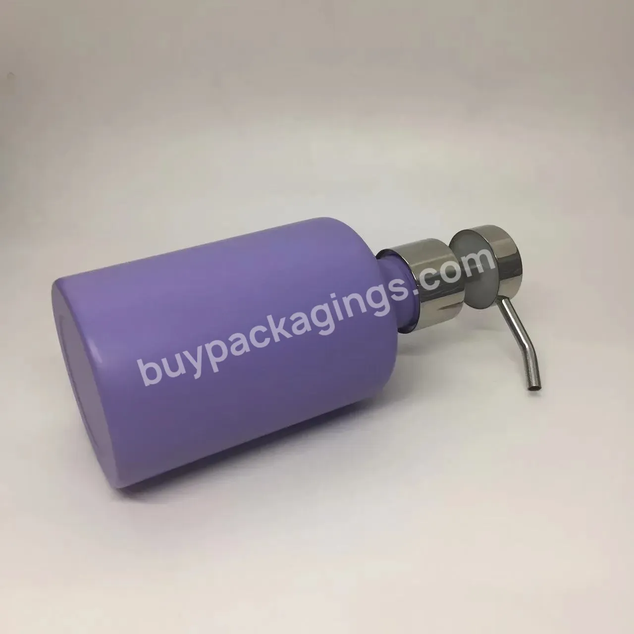 Oem Customer Color 500ml Angled Shoulder Aluminum Bottle With Stainless Steel Lotion Dispenser