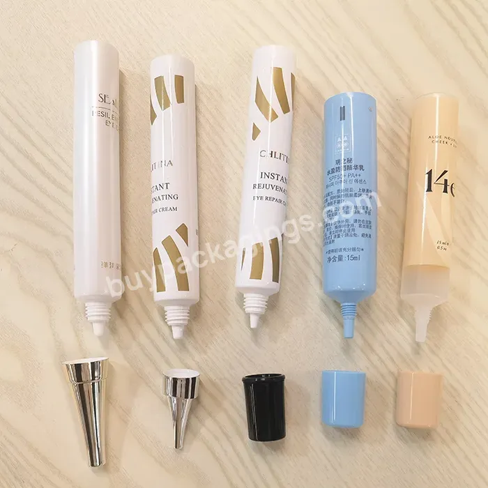 Oem Customizable 15ml 0.5oz Squeezer Soft Plastic Long Nozzle Eye Serum Cream Tube Packaging Cosmetic Cream Tubes