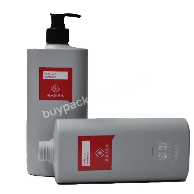 Oem Customize Empty Pump Bottle Plastic Pet Flat Square Refillable Bottles With Pump 450ml Luxury Shampoo Bottle