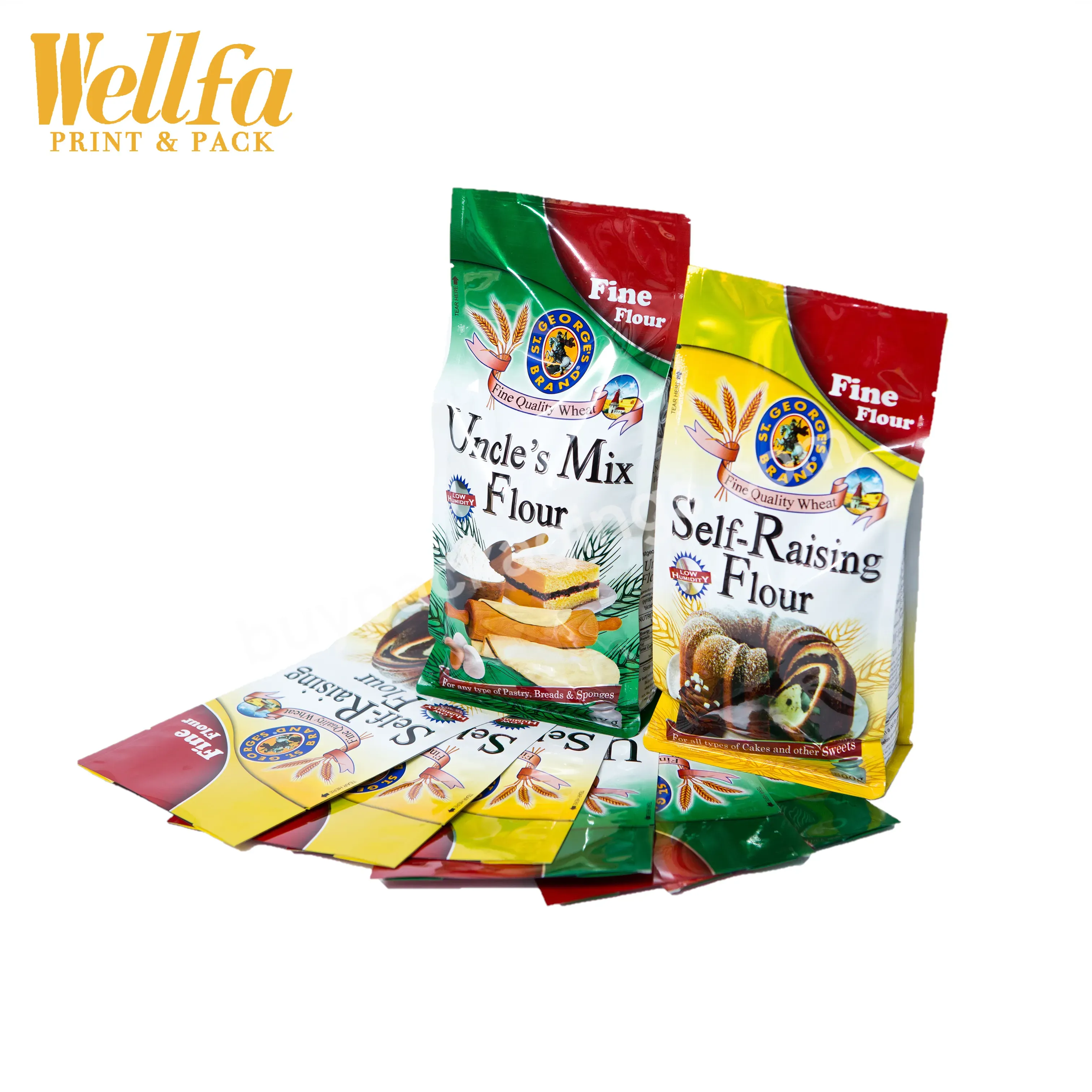 Oem Customized 800g Flour/chocolate /coffee Powder Flat Bottom Bag With Clear Window Food Packaging Bag