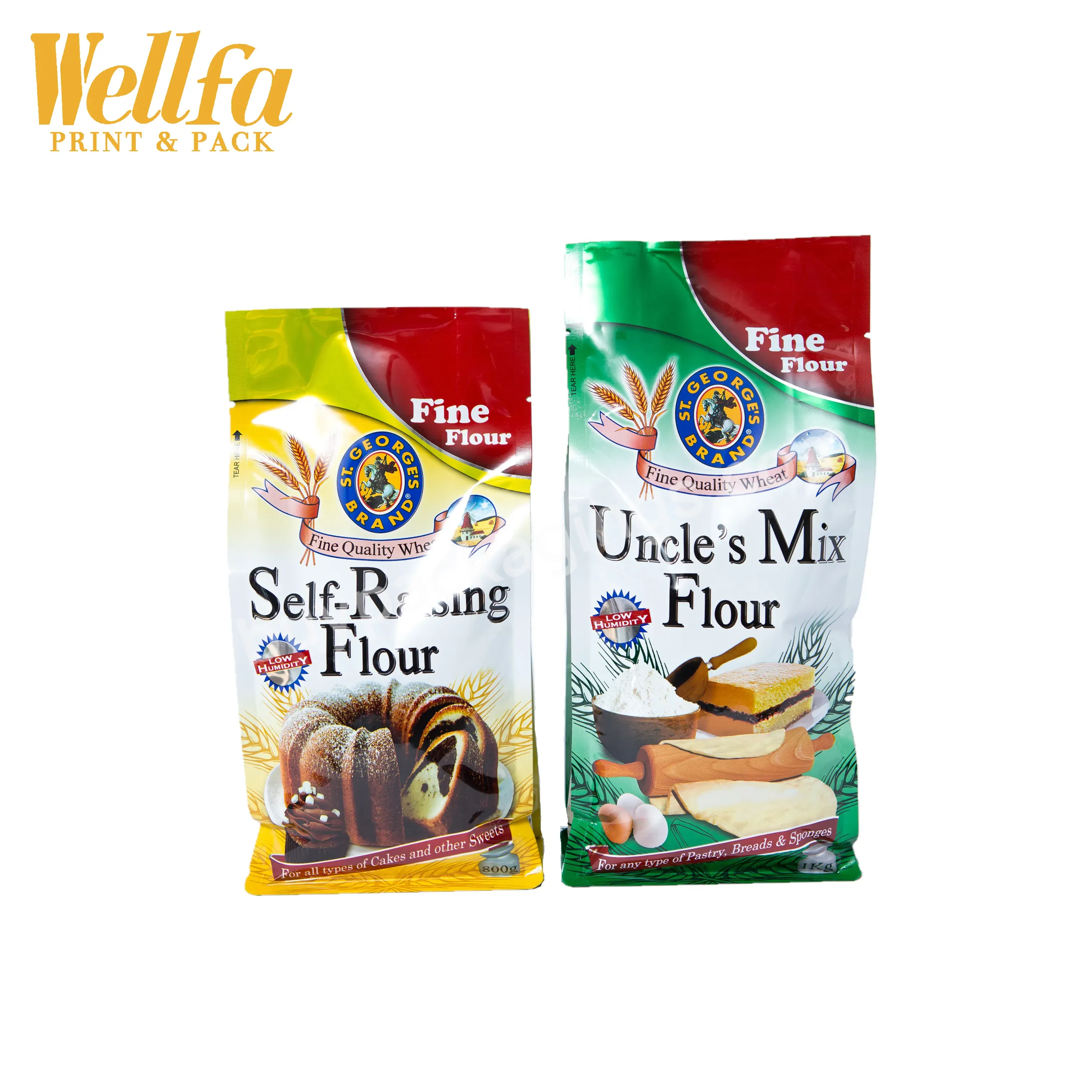 Oem Customized 800g Flour/chocolate /coffee Powder Flat Bottom Bag With Clear Window Food Packaging Bag