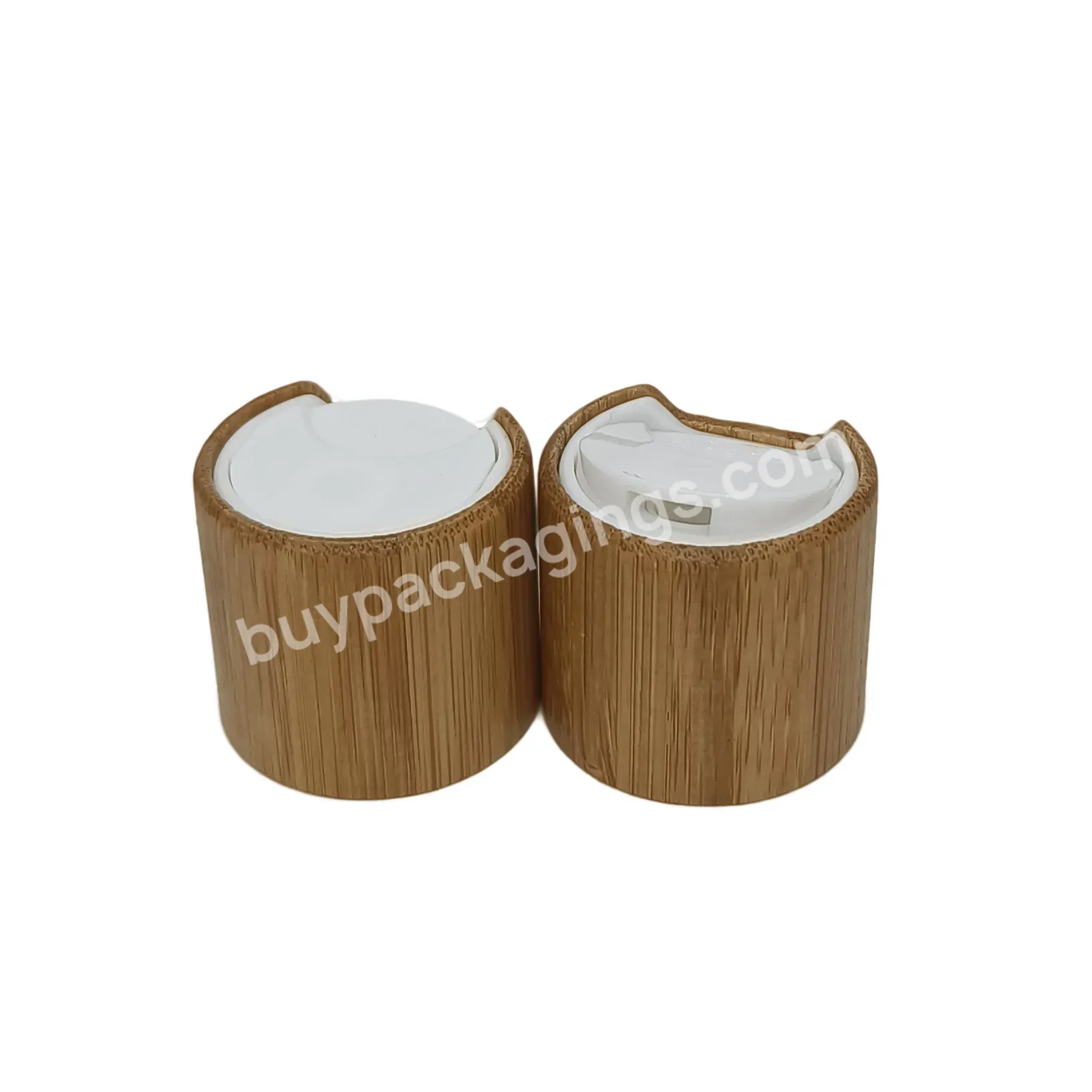 Oem Customized Bamboo Cover Disc Top Cap For Plastic Lotion Bottle