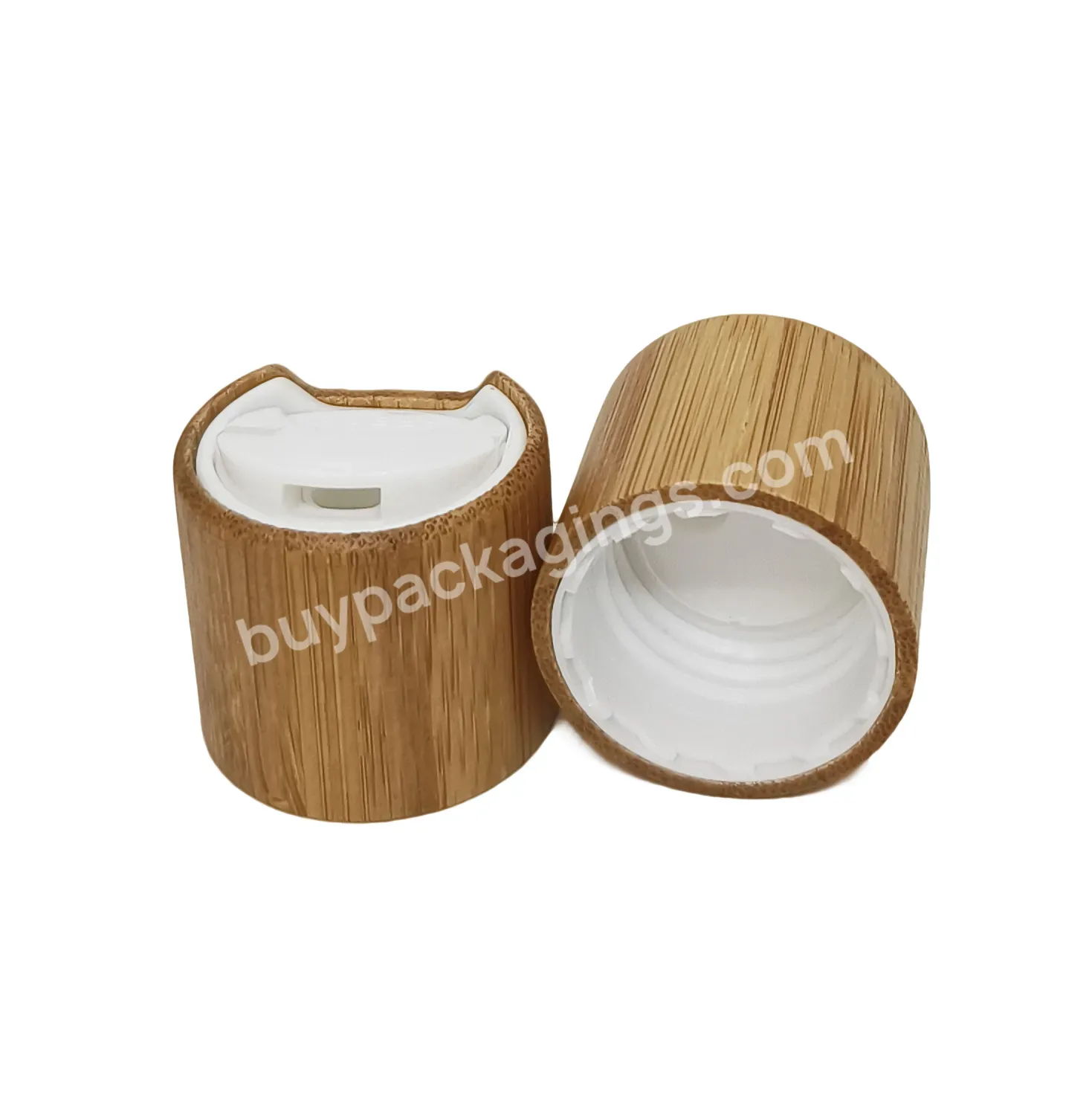 Oem Customized Bamboo Cover Disc Top Cap For Plastic Lotion Bottle