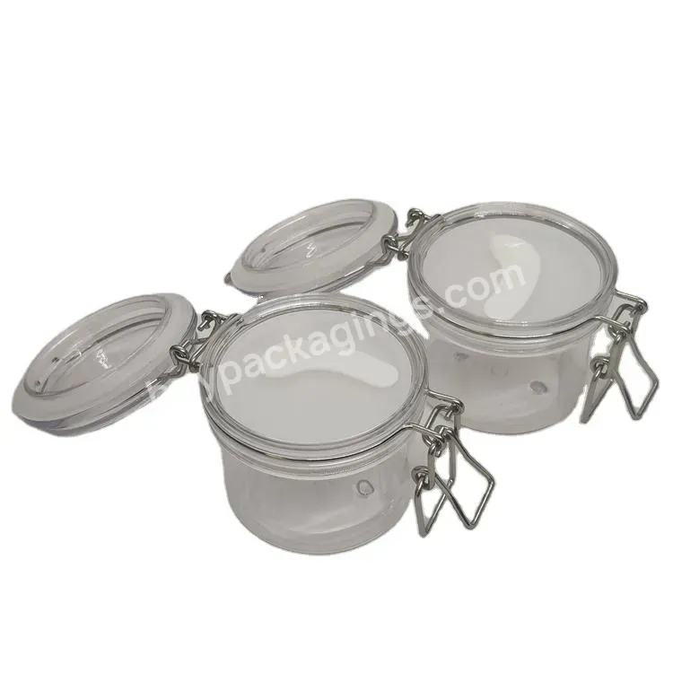 Oem Customized Empty Facial Mud Jar Big Volume Special Transparent Cosmetic Container Metal Locking Clamp Lid Plastic Airtight J - Buy Facial Mud Jar,Transparent Plastic Jars,Airtight Locking Container.