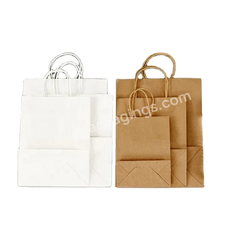 Oem Customized Take Away Food Bag Fashion Shopping Bag Brown White Kraft Paper Bags