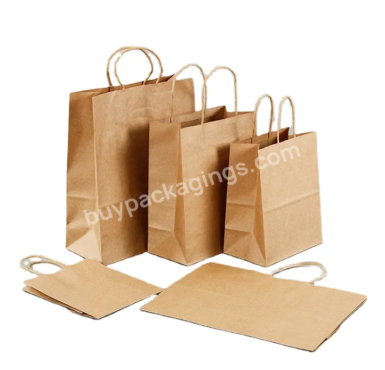 Oem Customized Take Away Food Bag Fashion Shopping Bag Brown White Kraft Paper Bags
