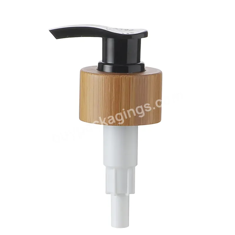 Oem Eco-friendly Black Switch Lock Black Lotion Pump With Bamboo Cover 24/410 28/410