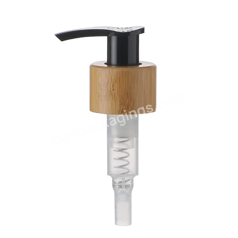 Oem Eco-friendly Black Switch Lock Black Lotion Pump With Bamboo Cover 24/410 28/410