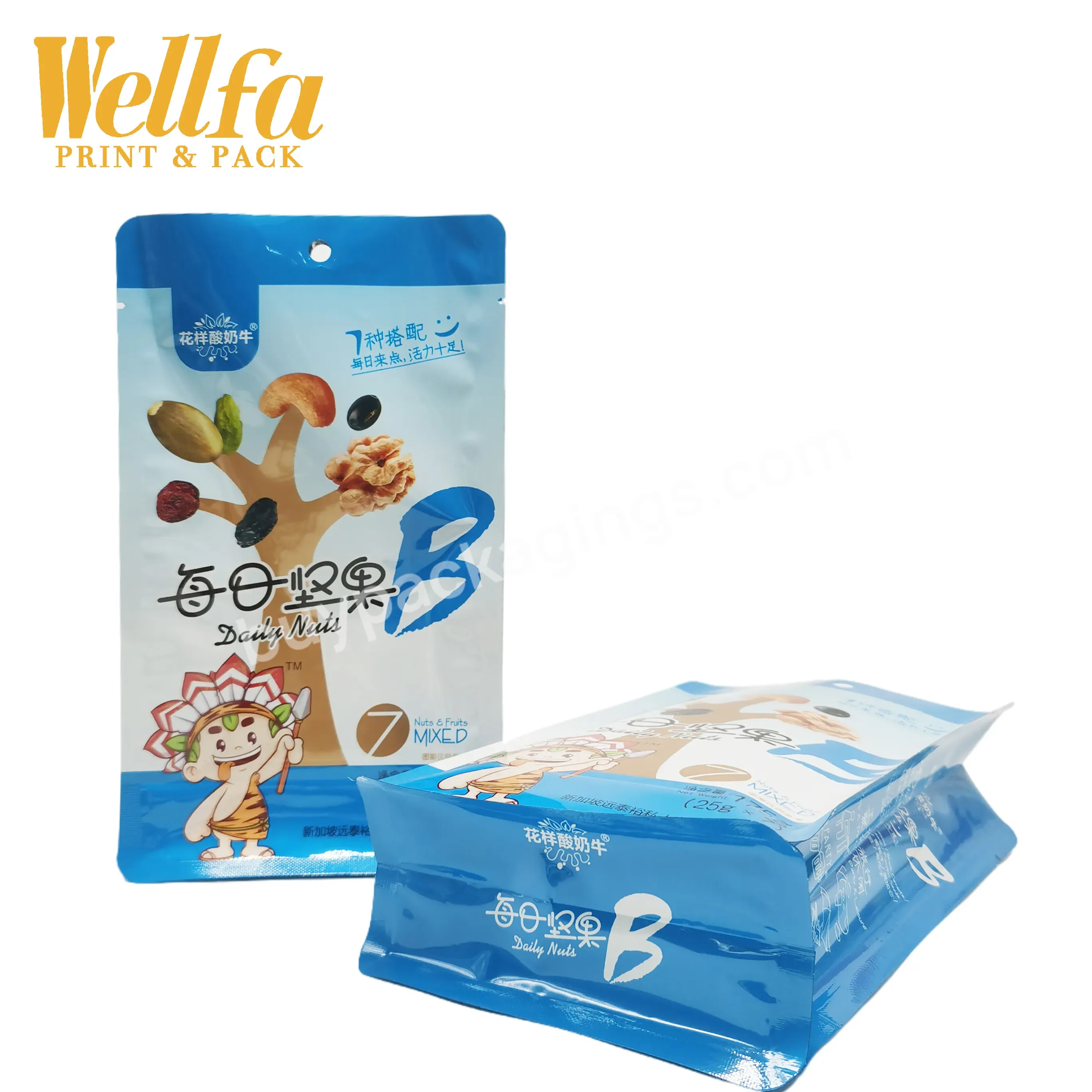 Oem Embalaje De Plastico Flat Bottom Aluminum Foil Reusable Snack Bags Edibles Nuts Packaging Plastic Pouch