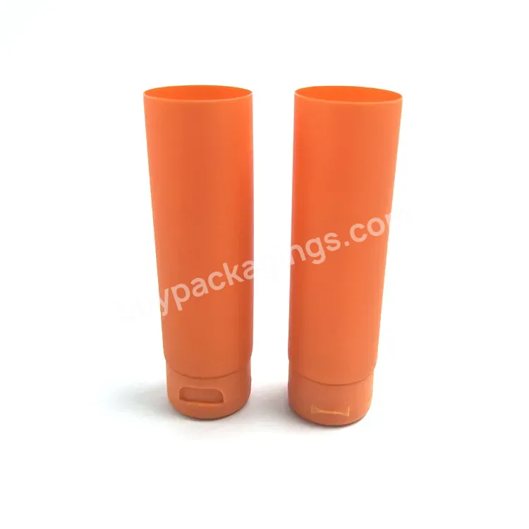 Oem Empty 150ml Matte Orange Plastic Hand Cream Soft Tube With Flip Top Cap For Cosmetics Packaging