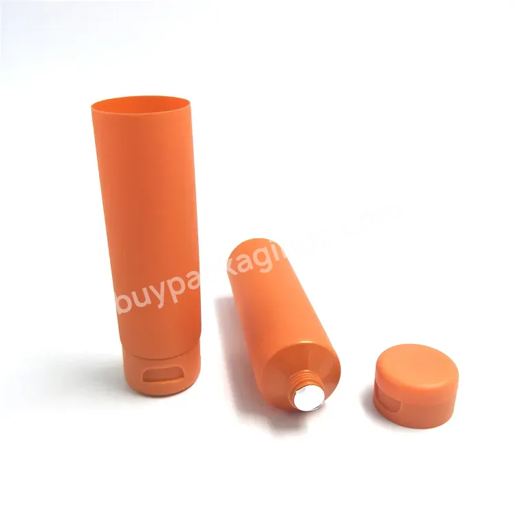 Oem Empty 150ml Matte Orange Plastic Hand Cream Soft Tube With Flip Top Cap For Cosmetics Packaging