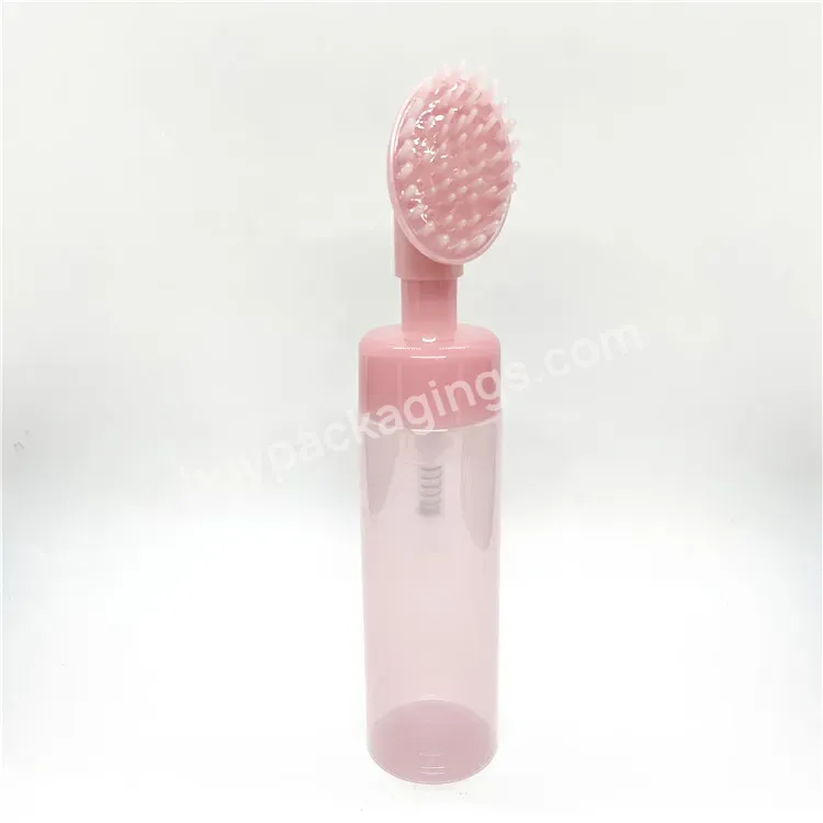 Oem Empty 43mm Pet 120ml 150ml Plastic Foam Pump Clear Bottle With Silicone Brush