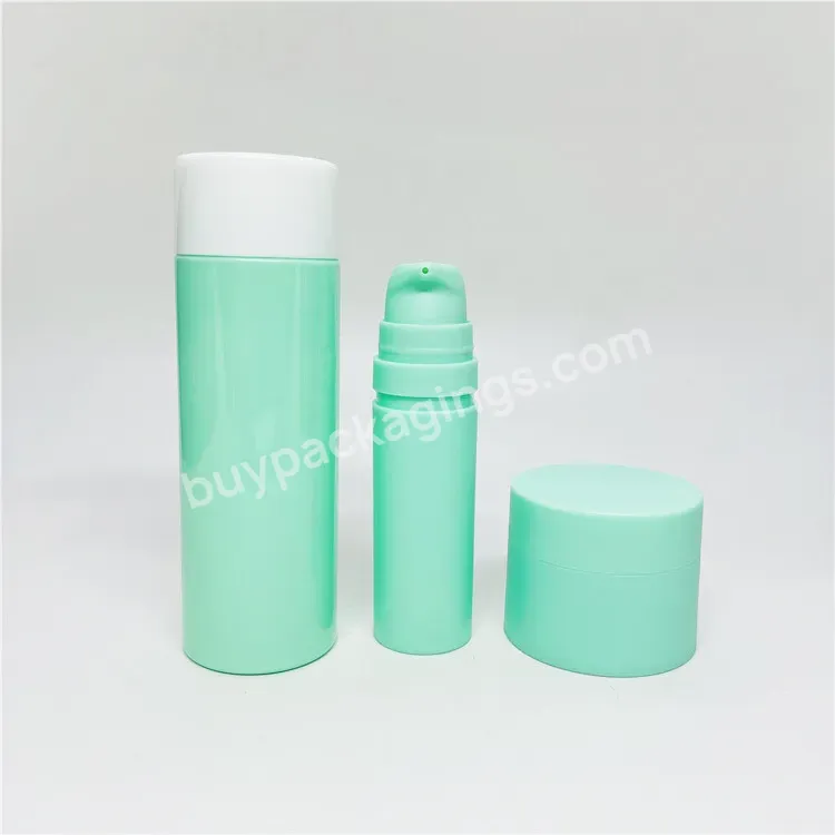 Oem Empty Green Airless Pump Bottle 5ml 15ml 30ml 50ml Small Cream Lotion Bottle For Sun Screen Liquid