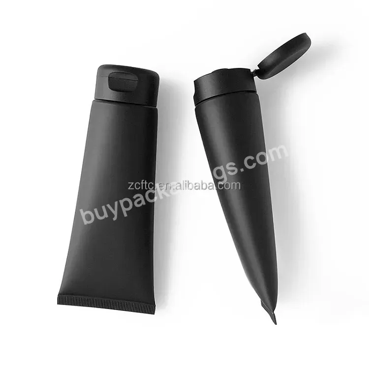 Oem Empty Matte Black Soft Tubes Refillable Plastic Lotion Squeeze Cosmetic Packaging Cream Tube Flip Lids Container