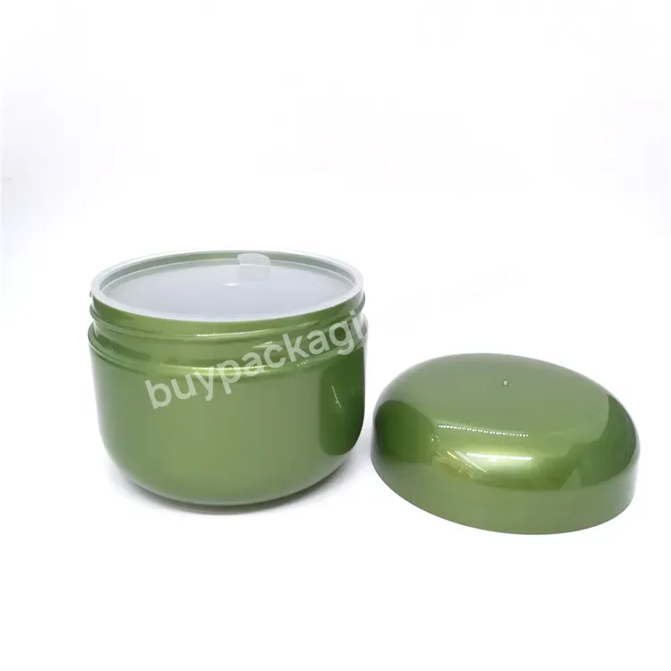 Oem Empty Pp Plastic 350ml Green Cosmetic Jar For Cream Body Lotion Scrub Cosmetic Packaging Containers