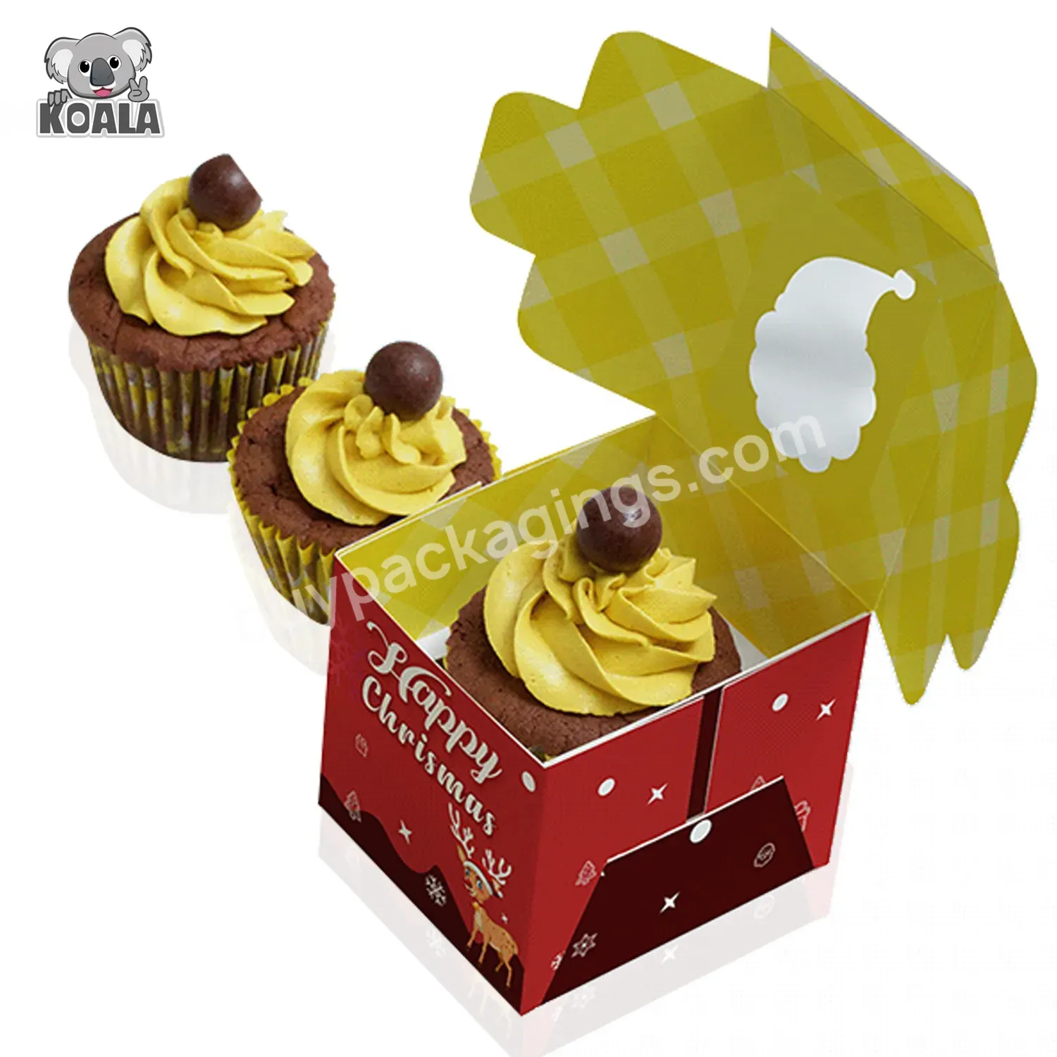 Oem Environmental Certified 100% Recyclable Oem Paper Cupcakes Pastry Paper Packaging Box With Clear Lid Windows