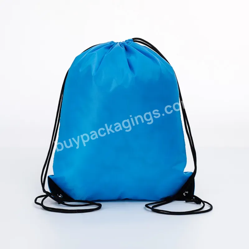 Oem Factory Big Black Bags Polyester Waterproof Backpack Drawstring Bag