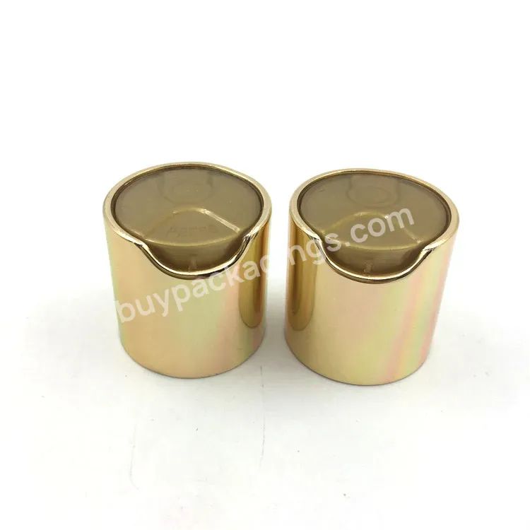 Oem Factory Good Quality Supplier Alumina Twist Top Cap Top Button Plastic Bottle Cap Shampoo Disc Top Cap Gold