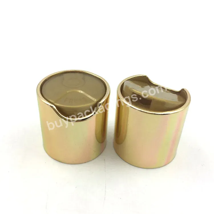 Oem Factory Good Quality Supplier Alumina Twist Top Cap Top Button Plastic Bottle Cap Shampoo Disc Top Cap Gold