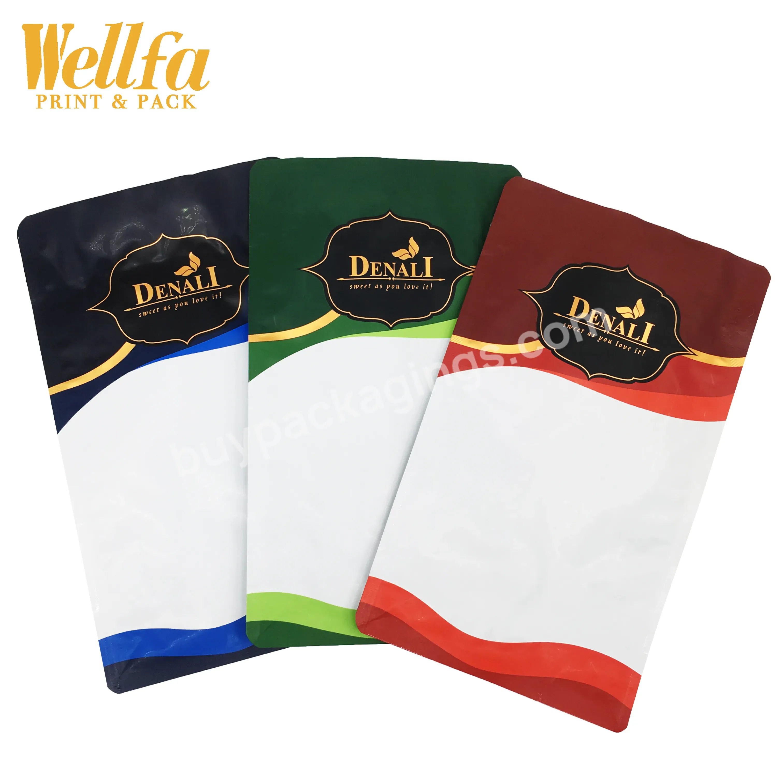 Oem Factory Printed Custom Plastic Resealable Flat Bottom Soft Packaging Pouch For Ground Coffee Or Powder Chocolate