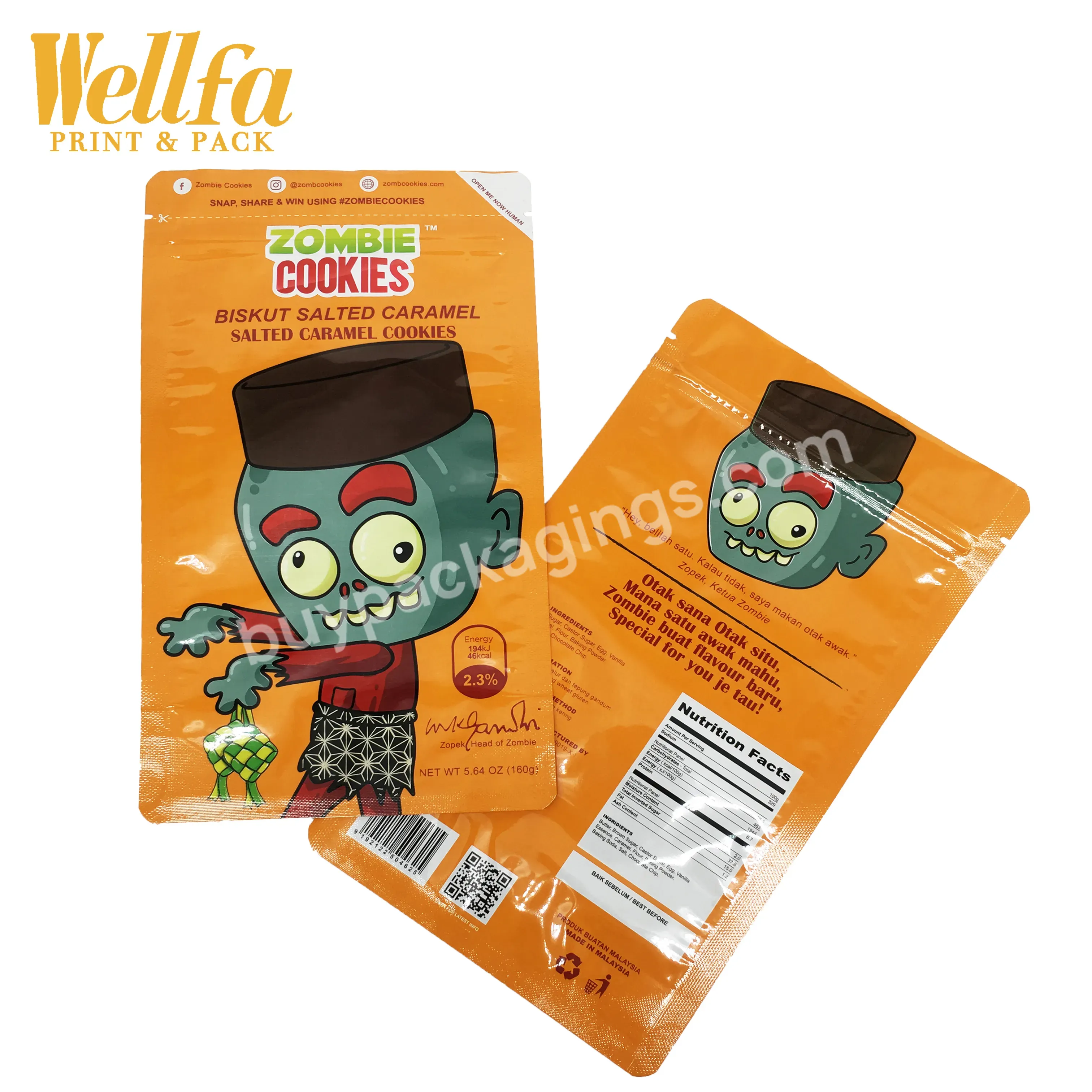 Oem Flexible Dry Food Pouches Customized Logo Printed Resealable Ziplock Bag 250g 150g Pet/pe Frosted Cookie Stand Up Pouch