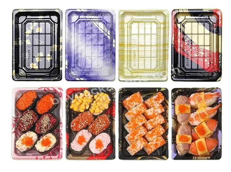Oem Food Grade Sushi Tray Different Shape Transparent Cover Plastic Sushi Packaging Box Take-out Sushi Bento Box Disposable