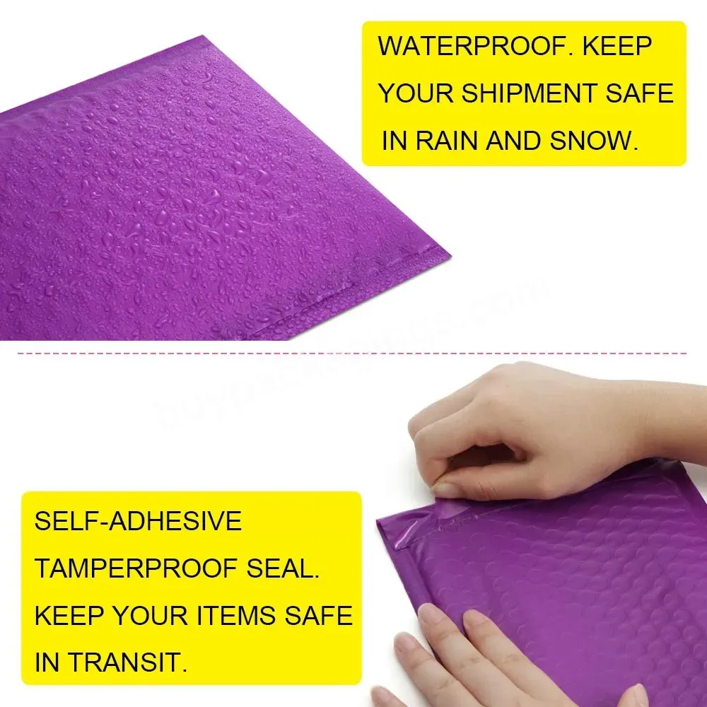 Oem Free Sample Wholesale Customize Matte Purple Color Poly Bubble Mailers Shipping Bags Shipping Envelop With Bubble