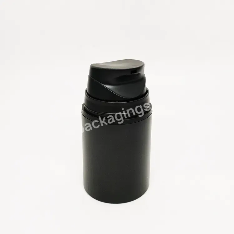 Oem High End Matte Black Cylinder Round 50ml Plastic Cosmetic Cream Bottle Non-refillable Airless Cream Pump Bottle For Cosmetic