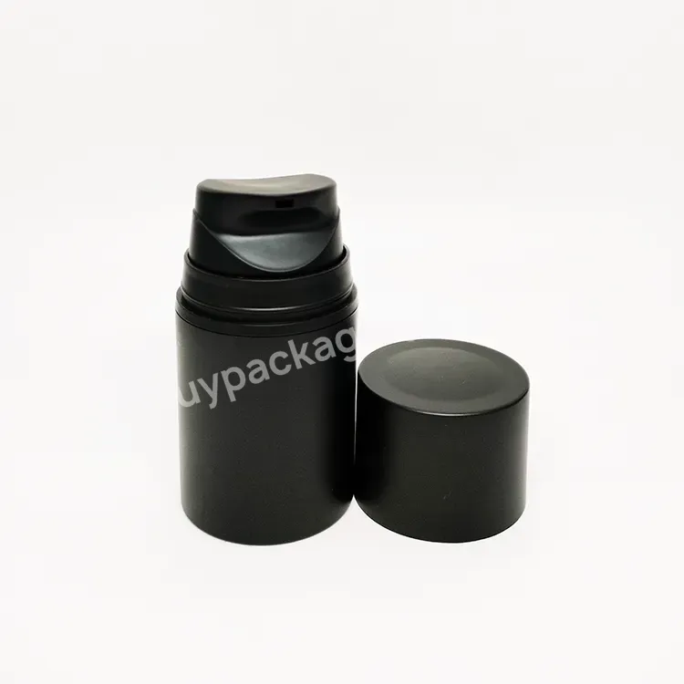 Oem High End Matte Black Cylinder Round Plastic Cosmetic Cream Bottle Non-refillable Airless Cream Pump Bottle 50ml For Cosmetic