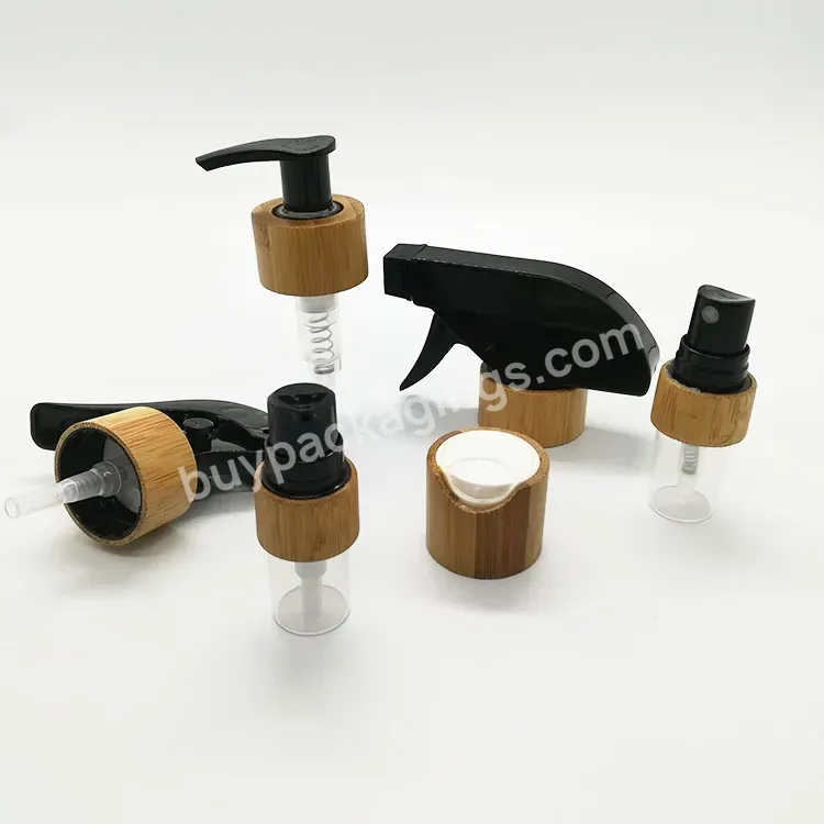 Oem High Quality 24/410 Black With Bamboo Cover Lotion Dispenser Pump / Cosmetic Hand Washing Shampoo Soap Dispenser Pumps