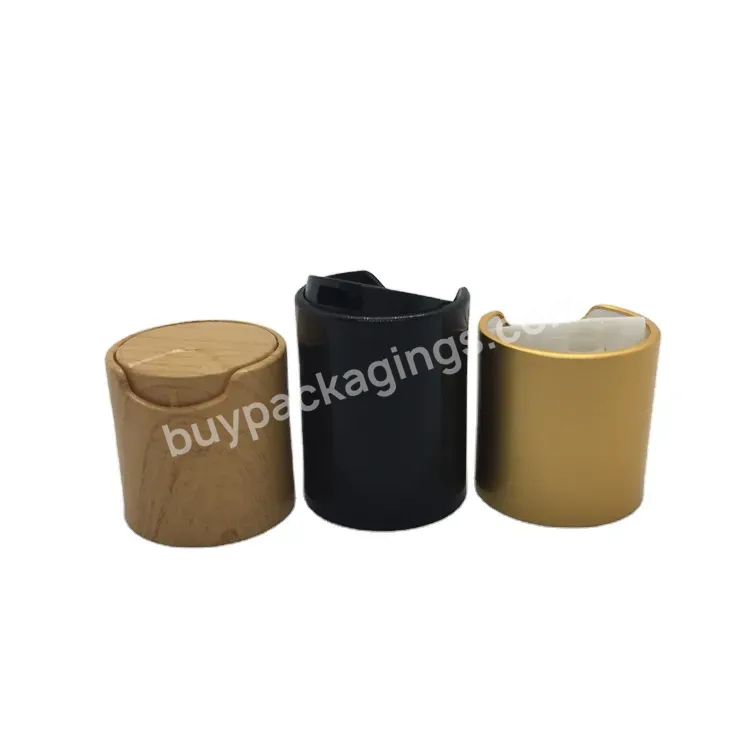 Oem High Quality 24/410 Silver Gold Aluminum Disc Cap Lotion Bottle Bamboo Cap Water Transfer Printed Lid