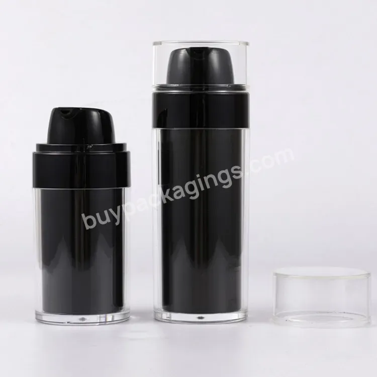 Oem Manufacture Double Wall Acrylic 30g 50g Airless Bottle Transparent Black Face Cream Vacuum Bottle