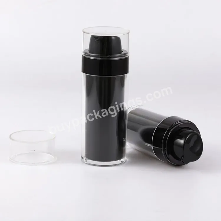 Oem Manufacture Double Wall Acrylic 30g 50g Airless Bottle Transparent Black Face Cream Vacuum Bottle