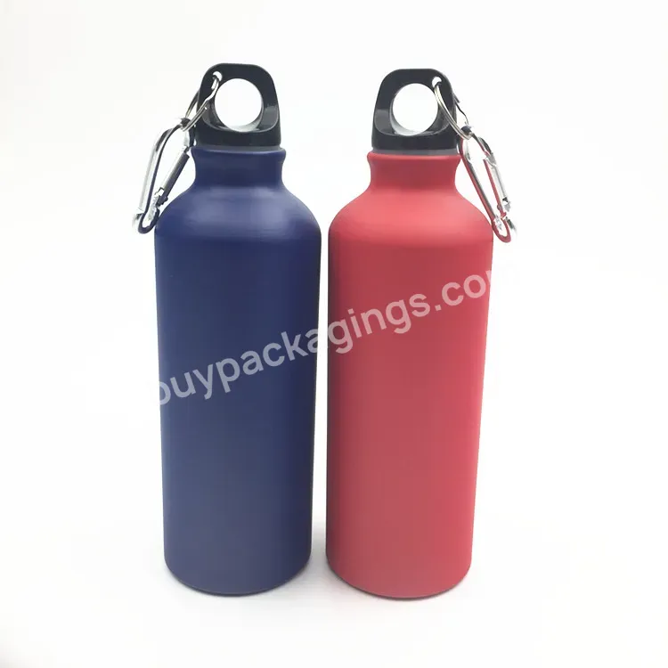 Oem Matte Blue Color Sports Water Empty Aluminum Bottle With Carabiner