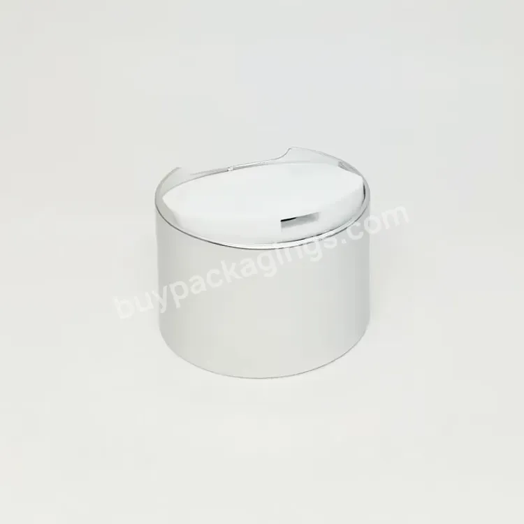 Oem Metallic Silver 24/410 Plastic Screw Lid Disc Top Lid Double Wall Squeeze Lotion Bottle Lid Manufacturer/wholesale