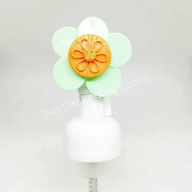 Oem New Arrival 43mm Plastic Foam Pump Flower Modeling Liquid Soap Pump Dispenser Soap Cleanser Pump With Safety Clip