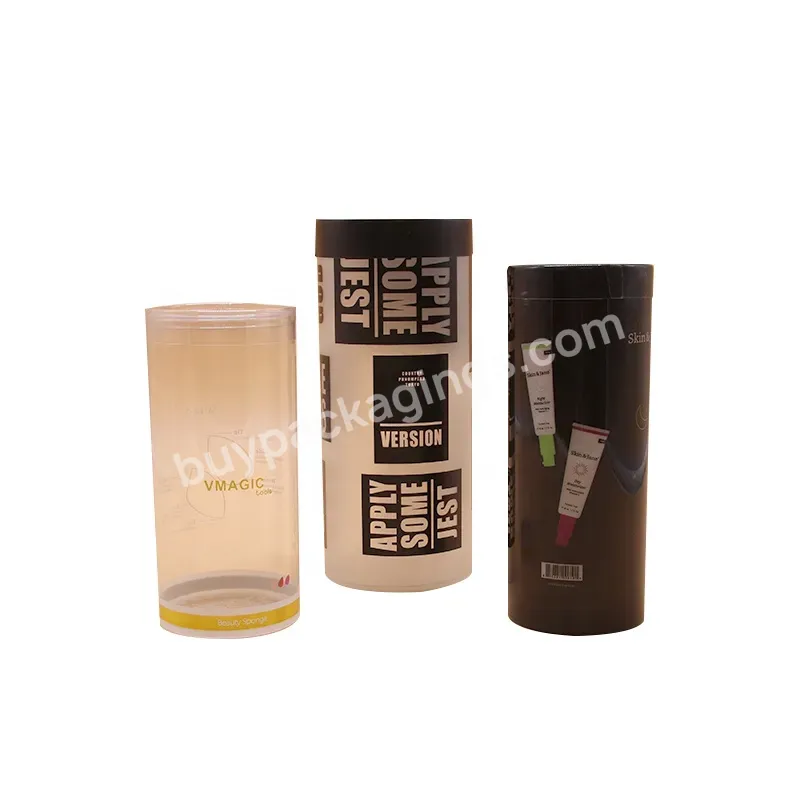 Oem Odm Clear Color Printing Cylinder Plastic Round Transparent Pp Pet Pvc Plastic Packaging With Lids