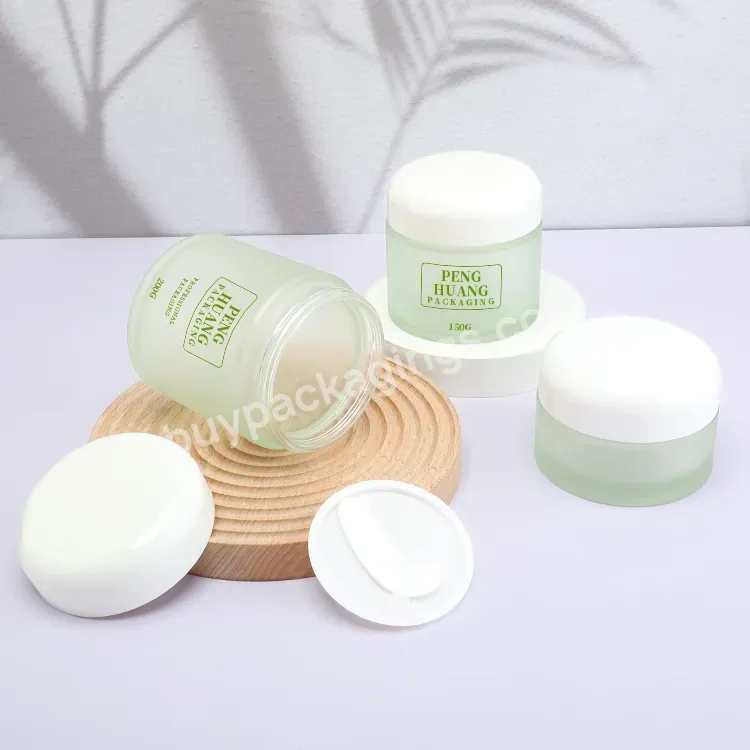 Oem Odm Green Custom Frosted 80g 100g 150g 200g Skincare Facial Glass Cream Jar Cosmetic Container Skin Care Glass Cream Jar