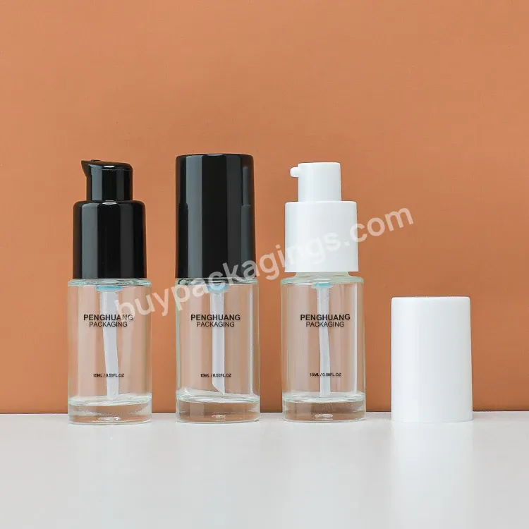 Oem Odm Skin Care Packaging Emulsion Foundation Bottle 15ml Travel Size Lotion Pump Bottle Glass Liquid Foundation Bottle